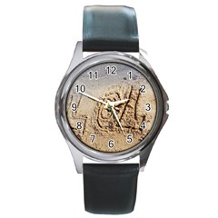 Lol Round Leather Watch (silver Rim) by yoursparklingshop