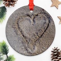 Heart In The Sand Round Ornament