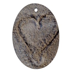 Heart In The Sand Oval Ornament by yoursparklingshop