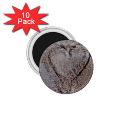 Heart In The Sand 1 75  Button Magnet (10 Pack)