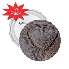 Heart In The Sand 2 25  Button (10 Pack) by yoursparklingshop