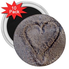 Heart In The Sand 3  Button Magnet (10 Pack)