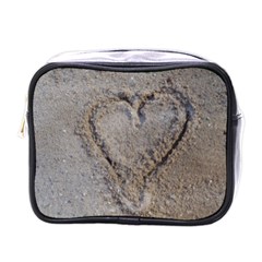 Heart In The Sand Mini Travel Toiletry Bag (one Side) by yoursparklingshop