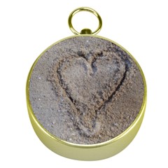 Heart In The Sand Gold Compass by yoursparklingshop