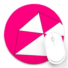 Pink White Art Kids 7000 8  Mouse Pad (round)