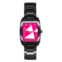 Pink White Art Kids 7000 Stainless Steel Barrel Watch