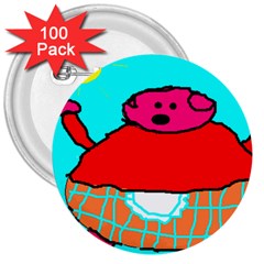 Sweet Pig Knoremans, Art By Kids 3  Button (100 Pack) by yoursparklingshop