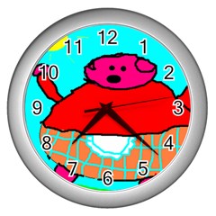 Sweet Pig Knoremans, Art By Kids Wall Clock (silver) by yoursparklingshop