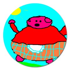 Sweet Pig Knoremans, Art By Kids Magnet 5  (round)