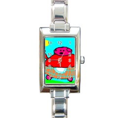 Sweet Pig Knoremans, Art By Kids Rectangular Italian Charm Watch