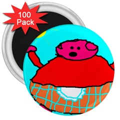 Sweet Pig Knoremans, Art By Kids 3  Button Magnet (100 Pack) by yoursparklingshop