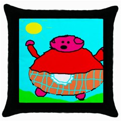 Sweet Pig Knoremans, Art By Kids Black Throw Pillow Case