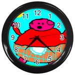 Sweet Pig Knoremans, Art by Kids Wall Clock (Black) Front