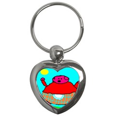 Sweet Pig Knoremans, Art By Kids Key Chain (heart) by yoursparklingshop