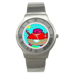 Sweet Pig Knoremans, Art By Kids Stainless Steel Watch (slim) by yoursparklingshop