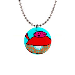 Sweet Pig Knoremans, Art By Kids Button Necklace by yoursparklingshop