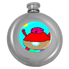 Sweet Pig Knoremans, Art By Kids Hip Flask (round)