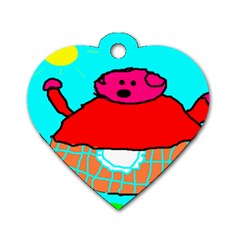 Sweet Pig Knoremans, Art By Kids Dog Tag Heart (two Sided) by yoursparklingshop