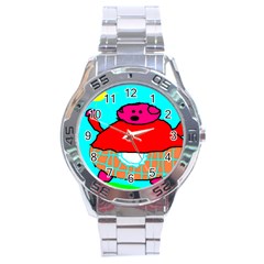 Sweet Pig Knoremans, Art By Kids Stainless Steel Watch by yoursparklingshop