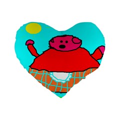 Sweet Pig Knoremans, Art By Kids Standard 16  Premium Heart Shape Cushion  by yoursparklingshop