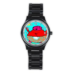 Sweet Pig Knoremans, Art By Kids Sport Metal Watch (black) by yoursparklingshop