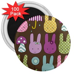 Bunny  3  Button Magnet (100 Pack)