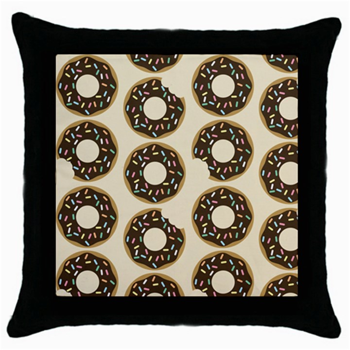 Donuts Black Throw Pillow Case