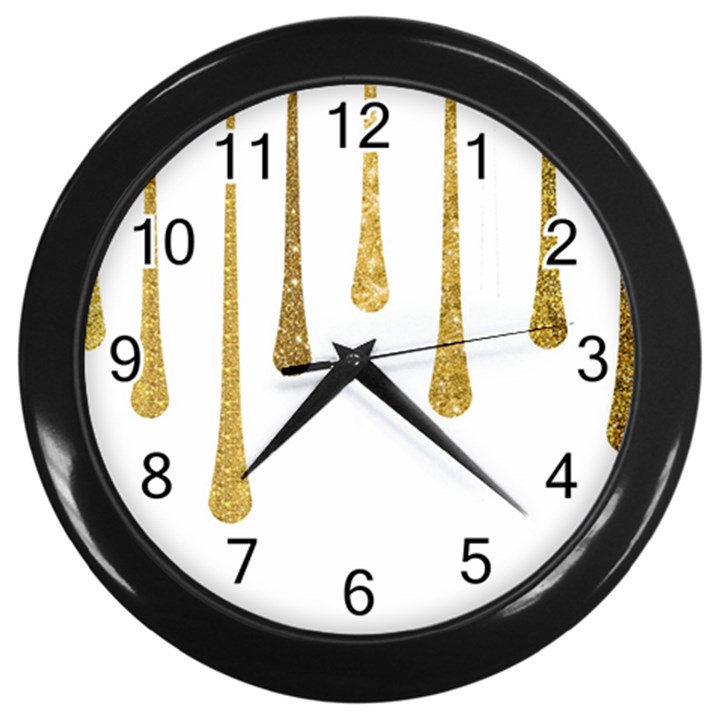 Gold Glitter Paint Wall Clock (Black)