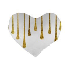 Gold Glitter Paint Standard 16  Premium Heart Shape Cushion 