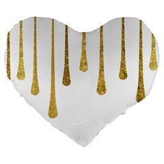 Gold Glitter Paint Large 19  Premium Flano Heart Shape Cushion