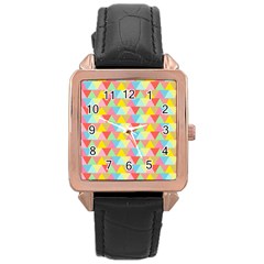 Triangle Pattern Rose Gold Leather Watch  by Kathrinlegg