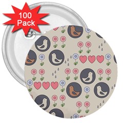 Love Birds 3  Button (100 Pack) by Kathrinlegg