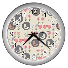 Love Birds Wall Clock (silver) by Kathrinlegg