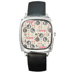 Love Birds Square Leather Watch