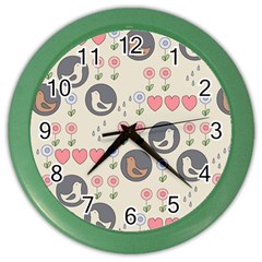 Love Birds Wall Clock (color) by Kathrinlegg