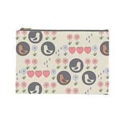 Love Birds Cosmetic Bag (large) by Kathrinlegg