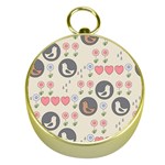 Love Birds Gold Compass Front