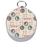 Love Birds Silver Compass Front