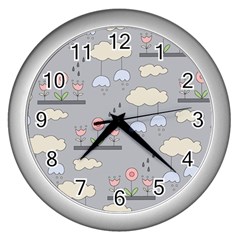 Garden In The Sky Wall Clock (silver) by Kathrinlegg