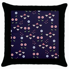 Summer Garden Black Throw Pillow Case by Kathrinlegg