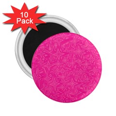 Abstract Stars In Hot Pink 2.25  Button Magnet (10 pack)