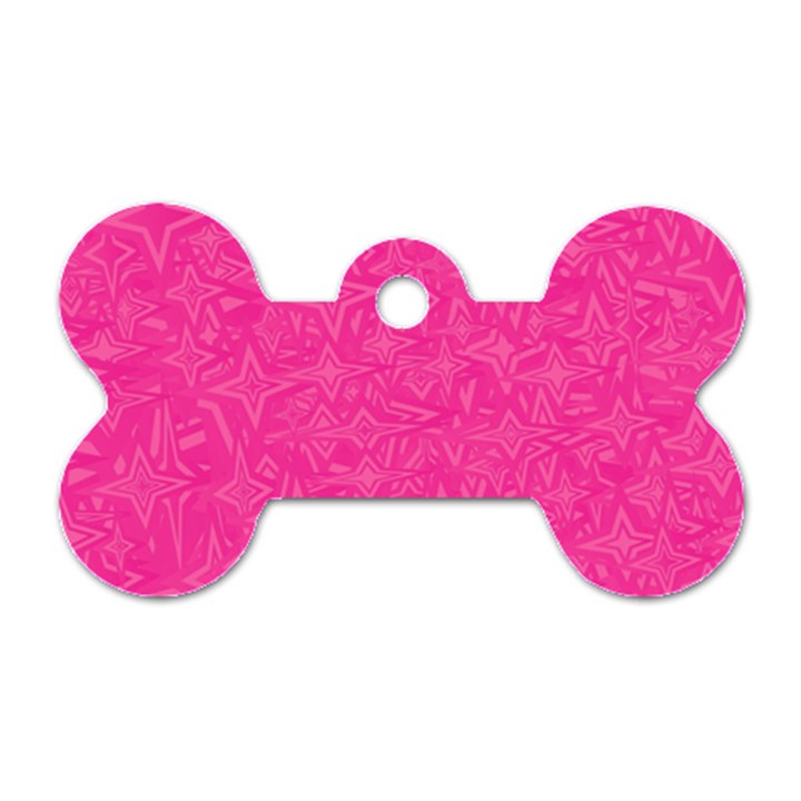 Abstract Stars In Hot Pink Dog Tag Bone (One Sided)