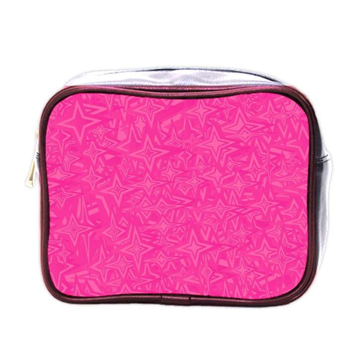 Abstract Stars In Hot Pink Mini Travel Toiletry Bag (One Side)