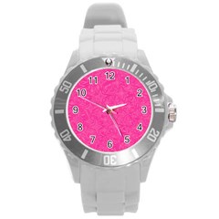 Abstract Stars In Hot Pink Plastic Sport Watch (Large)