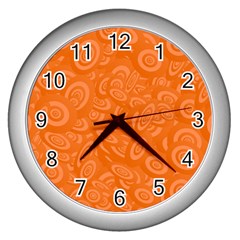 Orange Abstract 45s Wall Clock (Silver)