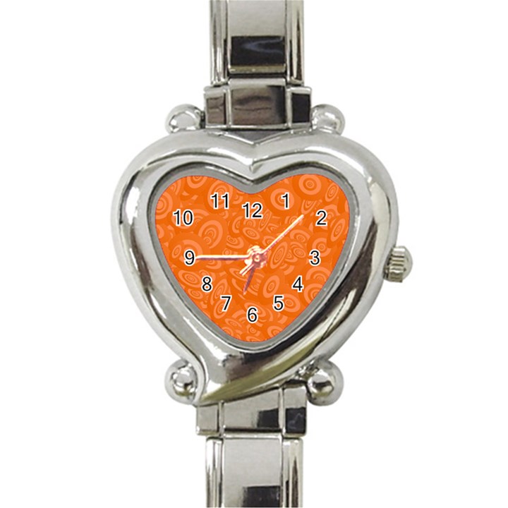 Orange Abstract 45s Heart Italian Charm Watch 