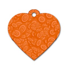 Orange Abstract 45s Dog Tag Heart (Two Sided)