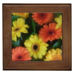 Orange Yellow Daisy Flowers Gerbera Framed Ceramic Tile