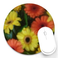 Orange Yellow Daisy Flowers Gerbera 8  Mouse Pad (round)