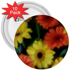 Orange Yellow Daisy Flowers Gerbera 3  Button (10 Pack) by yoursparklingshop